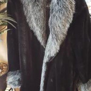 black faux fur coat